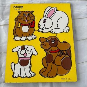 Vintage Playskool My Pets 4 Piece Wood Board Puzzle 180-08